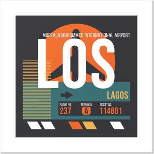 Lagos (LOS) Airport Code Baggage Tag Posters and Art